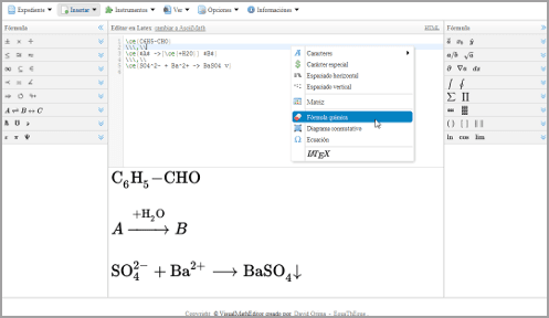 VisualMathEditor chimicals formulas