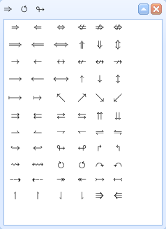 EquaThEque Visual Math Editor Screenshot more symbols arrows