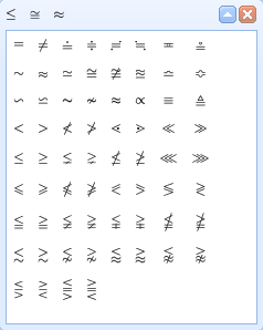 EquaThEque Visual Math Editor Screenshot more symbols relation