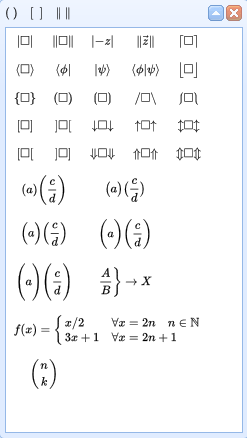 EquaThEque Visual Math Editor Screenshot more symbols bracket