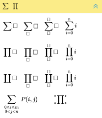 EquaThEque Visual Math Editor Screenshot symbols sum prod